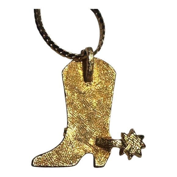 Gold-Plated Western Boot Pendant Necklace With Rhinestone Detailing - Picture 6 of 9